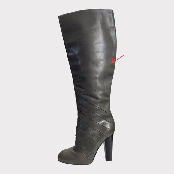 Elie Tahari Gray Wrap Edgy Heels Round Toe Boots Tall Women's Size 6.5 - Picture 9 of 16